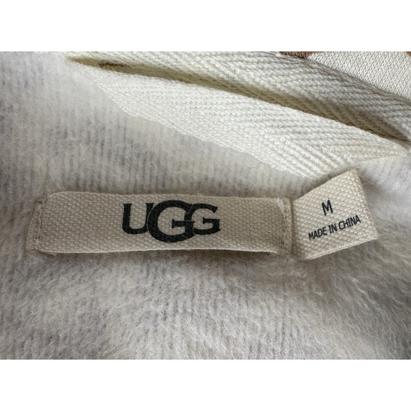 Ugg Women's Beige Kes Leopard Print Fleece Soft Hoodie Size Medium - Picture 14 of 16
